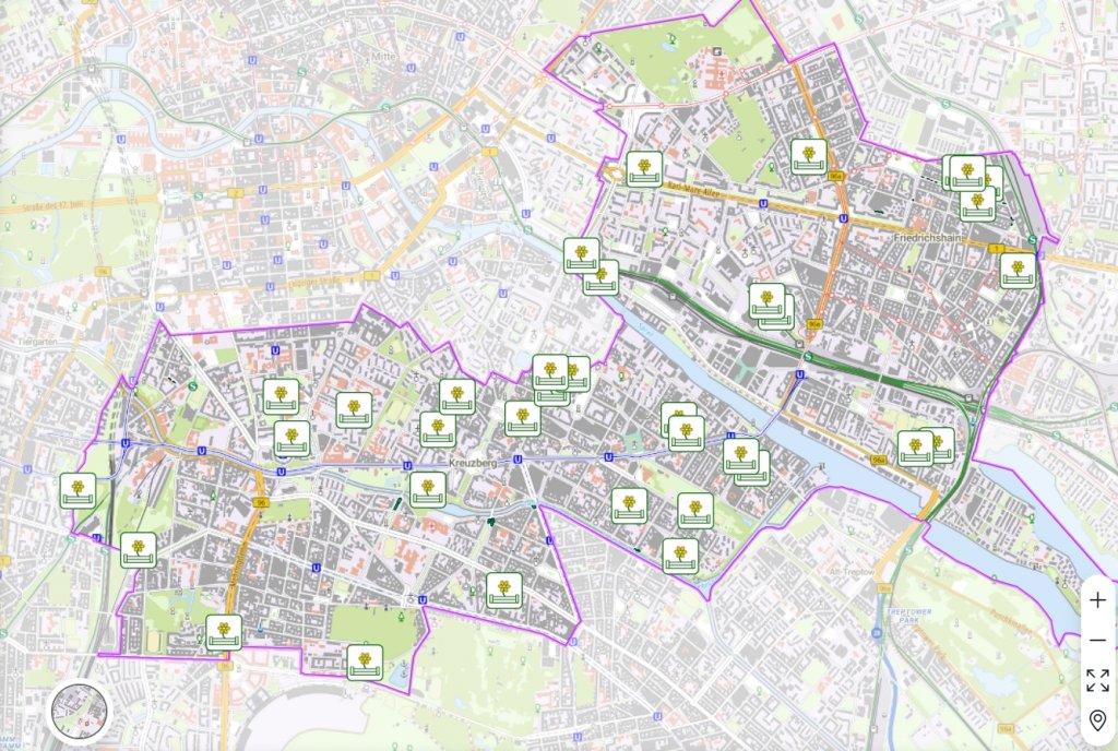 Karte: Geoportal Berlin/Beetpatenschaften und Geoportal Berlin/Gemeinschaftsgärten