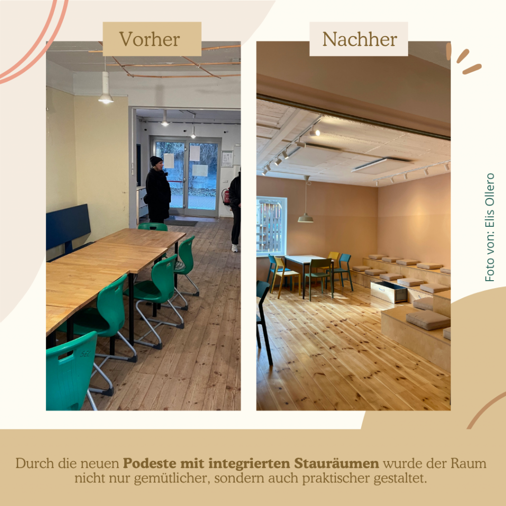 Vorher-Nachher-Vergleich des Schüler-Eltern-Cafés. Foto: Schule